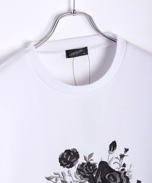 WESTSEA（ウエストシー）の「ストレッチ裏起毛 薔薇柄 バラ刺繍長袖トレーナー（スウェット・メンズ・ブラック系その他/ブラック/ホワイト・L/M）」の16枚目の写真