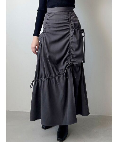 dazzlin（ダズリン）の「ギャザーリボンストリングマーメイド（スカート・レディース・チャコールグレー/ブラック/その他1・MEDIUM/SMALL/X-SMALL）」の3枚目の写真