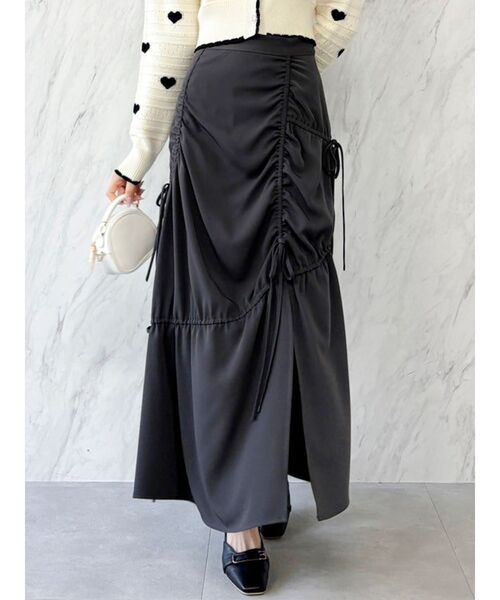 dazzlin（ダズリン）の「ギャザーリボンストリングマーメイド（スカート・レディース・チャコールグレー/ブラック/その他1・MEDIUM/SMALL/X-SMALL）」の2枚目の写真