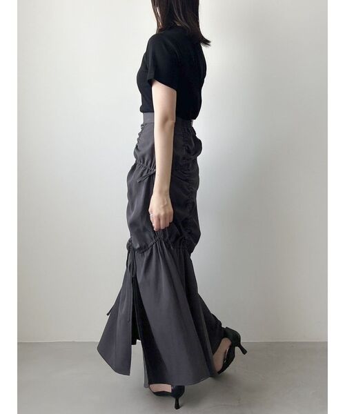 dazzlin（ダズリン）の「ギャザーリボンストリングマーメイド（スカート・レディース・チャコールグレー/ブラック/その他1・MEDIUM/SMALL/X-SMALL）」の8枚目の写真
