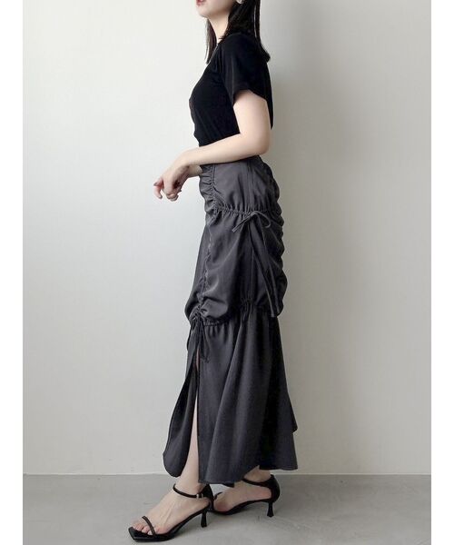 dazzlin（ダズリン）の「ギャザーリボンストリングマーメイド（スカート・レディース・チャコールグレー/ブラック/その他1・MEDIUM/SMALL/X-SMALL）」の9枚目の写真