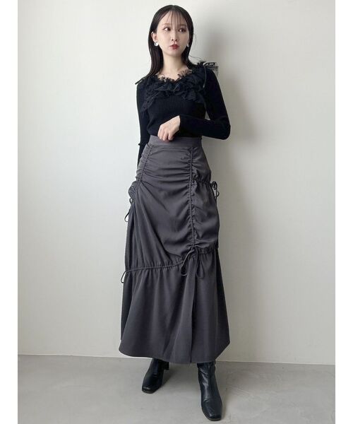 dazzlin（ダズリン）の「ギャザーリボンストリングマーメイド（スカート・レディース・チャコールグレー/ブラック/その他1・MEDIUM/SMALL/X-SMALL）」の10枚目の写真