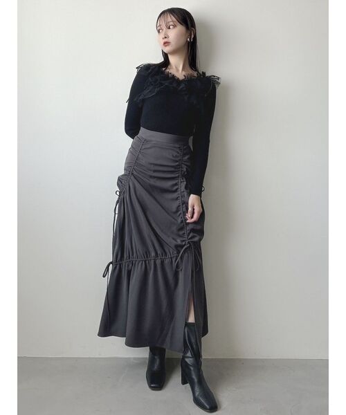 dazzlin（ダズリン）の「ギャザーリボンストリングマーメイド（スカート・レディース・チャコールグレー/ブラック/その他1・MEDIUM/SMALL/X-SMALL）」の11枚目の写真
