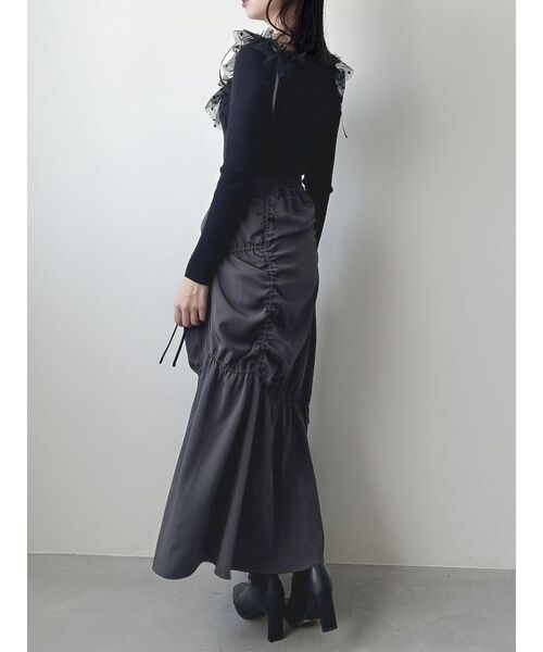 dazzlin（ダズリン）の「ギャザーリボンストリングマーメイド（スカート・レディース・チャコールグレー/ブラック/その他1・MEDIUM/SMALL/X-SMALL）」の12枚目の写真