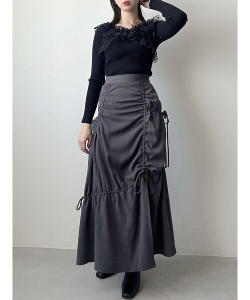 dazzlin（ダズリン）の「ギャザーリボンストリングマーメイド（スカート・レディース・チャコールグレー/ブラック/その他1・MEDIUM/SMALL/X-SMALL）」の13枚目の写真