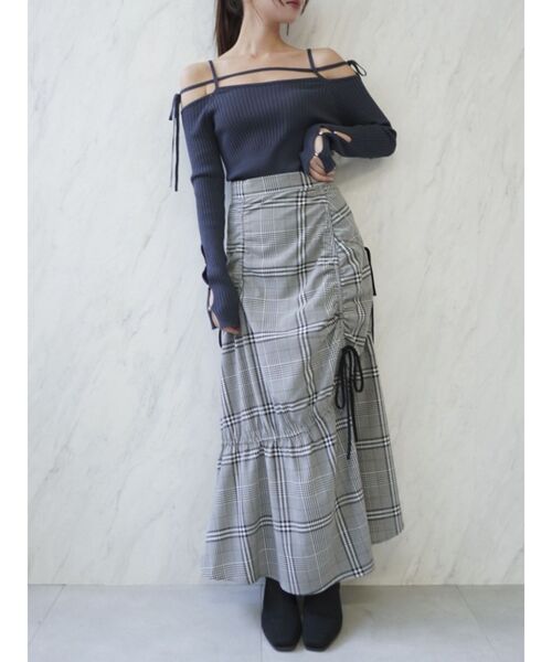 dazzlin（ダズリン）の「ギャザーリボンストリングマーメイド（スカート・レディース・チャコールグレー/ブラック/その他1・MEDIUM/SMALL/X-SMALL）」の14枚目の写真