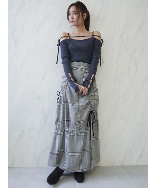 dazzlin（ダズリン）の「ギャザーリボンストリングマーメイド（スカート・レディース・チャコールグレー/ブラック/その他1・MEDIUM/SMALL/X-SMALL）」の15枚目の写真