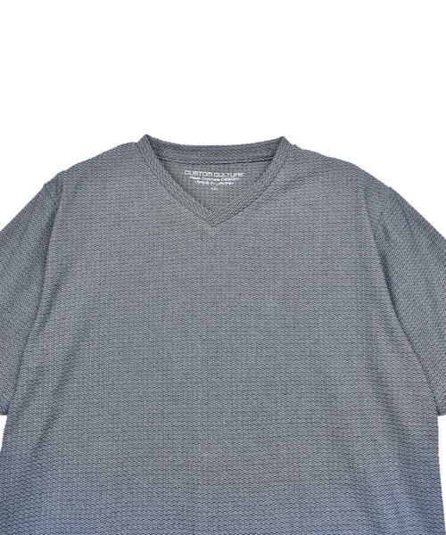 CUSTOM CULTURE（カスタムカルチャー）の「【Custom Culture】バスケットチェック COOLMAX VネックTシャツ（Tシャツ/カットソー・メンズ・ブラック系その他/ブラック・3/2）」の4枚目の写真