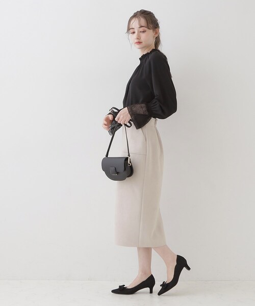 couture brooch（クチュールブローチ）の「◆【理想的な縦ライン・美脚効果】フェイクスエードダンボールスカート（スカート・レディース・ピンク系その他/チャコールグレー/ライトグレー・36/38/40/42）」の5枚目の写真