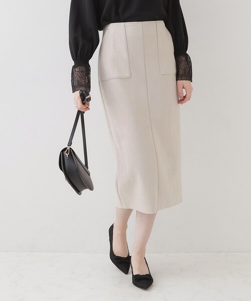 couture brooch（クチュールブローチ）の「◆【理想的な縦ライン・美脚効果】フェイクスエードダンボールスカート（スカート・レディース・ピンク系その他/チャコールグレー/ライトグレー・36/38/40/42）」の7枚目の写真