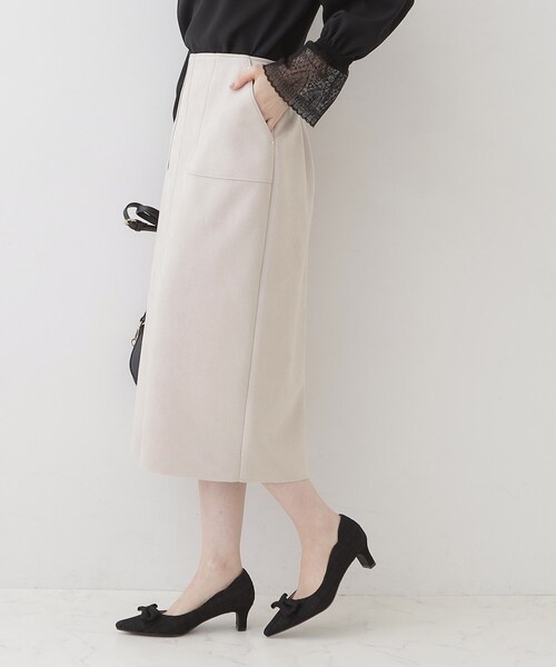 couture brooch（クチュールブローチ）の「◆【理想的な縦ライン・美脚効果】フェイクスエードダンボールスカート（スカート・レディース・ピンク系その他/チャコールグレー/ライトグレー・36/38/40/42）」の8枚目の写真