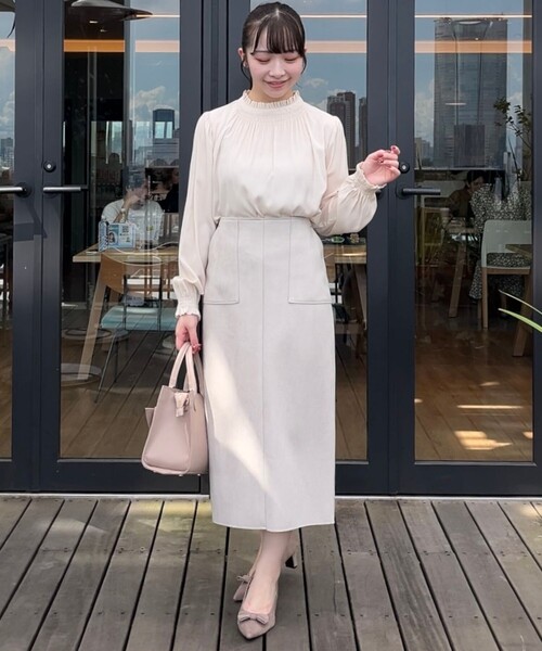 couture brooch（クチュールブローチ）の「◆【理想的な縦ライン・美脚効果】フェイクスエードダンボールスカート（スカート・レディース・ピンク系その他/チャコールグレー/ライトグレー・36/38/40/42）」の12枚目の写真