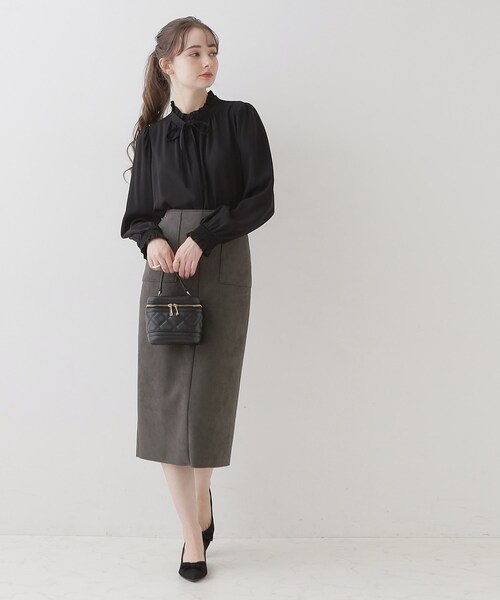 couture brooch（クチュールブローチ）の「◆【理想的な縦ライン・美脚効果】フェイクスエードダンボールスカート（スカート・レディース・ピンク系その他/チャコールグレー/ライトグレー・36/38/40/42）」の16枚目の写真