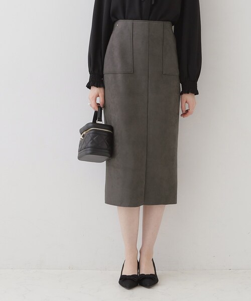couture brooch（クチュールブローチ）の「◆【理想的な縦ライン・美脚効果】フェイクスエードダンボールスカート（スカート・レディース・ピンク系その他/チャコールグレー/ライトグレー・36/38/40/42）」の19枚目の写真