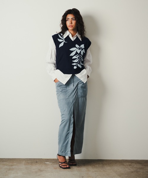 ROOPTOKYO（ループトウキョウ）の「【SEA LA VIEW / シーラビユウ】フロントスリット スエード調 タイトロングスカート（スカート・レディース・サックスブルー/ブラウン・L/M）」の11枚目の写真