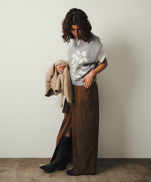 ROOPTOKYO（ループトウキョウ）の「【SEA LA VIEW / シーラビユウ】フロントスリット スエード調 タイトロングスカート（スカート・レディース・サックスブルー/ブラウン・L/M）」の18枚目の写真