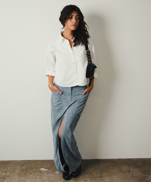 ROOPTOKYO（ループトウキョウ）の「【SEA LA VIEW / シーラビユウ】フロントスリット スエード調 タイトロングスカート（スカート・レディース・サックスブルー/ブラウン・L/M）」の7枚目の写真