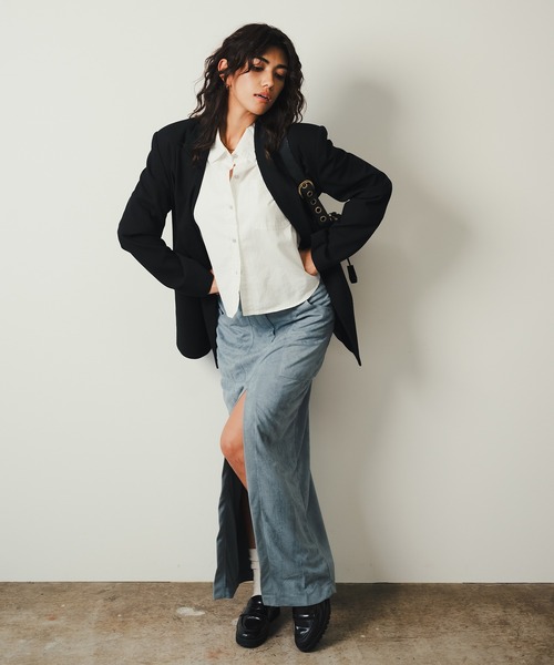 ROOPTOKYO（ループトウキョウ）の「【SEA LA VIEW / シーラビユウ】フロントスリット スエード調 タイトロングスカート（スカート・レディース・サックスブルー/ブラウン・L/M）」の5枚目の写真