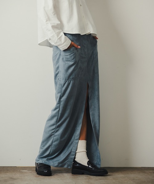 ROOPTOKYO（ループトウキョウ）の「【SEA LA VIEW / シーラビユウ】フロントスリット スエード調 タイトロングスカート（スカート・レディース・サックスブルー/ブラウン・L/M）」の15枚目の写真