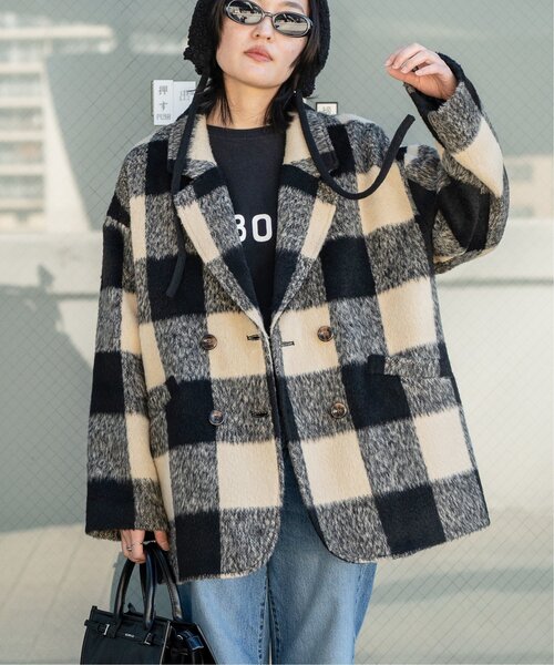 VENCEEXCHANGE（ヴァンスエクスチェンジ）の「チェックミドル丈ジャケット（テーラードジャケット・レディース・ブラウン/ブラック・M）」の12枚目の写真