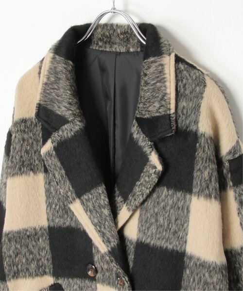 VENCEEXCHANGE（ヴァンスエクスチェンジ）の「チェックミドル丈ジャケット（テーラードジャケット・レディース・ブラウン/ブラック・M）」の17枚目の写真