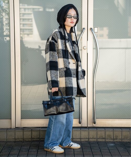 VENCEEXCHANGE（ヴァンスエクスチェンジ）の「チェックミドル丈ジャケット（テーラードジャケット・レディース・ブラウン/ブラック・M）」の5枚目の写真