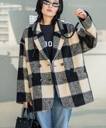 チェックミドル丈ジャケット