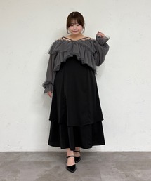 【大きいサイズ】チュールクロスブラウス