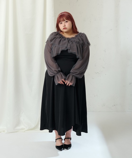 Louiosy(ルオシー)の「【大きいサイズ】チュールクロスブラウス(シャツ/ブラウス・レディース・アイボリー/チャコールグレー・4L/3L/X-LARGE)」の13枚目の写真