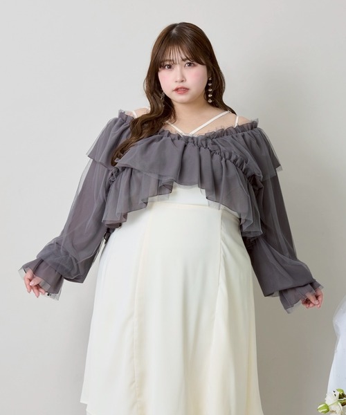 Louiosy(ルオシー)の「【大きいサイズ】チュールクロスブラウス(シャツ/ブラウス・レディース・アイボリー/チャコールグレー・4L/3L/X-LARGE)」の16枚目の写真