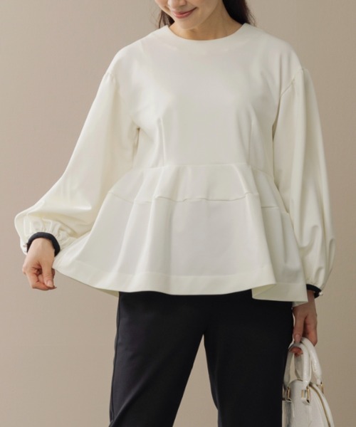 SONO/ソーノ】【WARM STRETCH】ﾊﾞｯｸﾘﾎﾞﾝﾎﾟﾀﾘｰPO（Tシャツ/カットソー