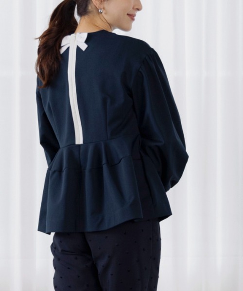 SONO/ソーノ】【WARM STRETCH】ﾊﾞｯｸﾘﾎﾞﾝﾎﾟﾀﾘｰPO（Tシャツ/カットソー