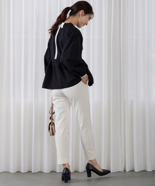 SONO/ソーノ】【WARM STRETCH】ﾊﾞｯｸﾘﾎﾞﾝﾎﾟﾀﾘｰPO（Tシャツ/カットソー