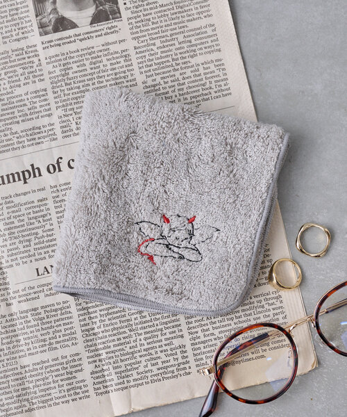 BIRTHDAY BAR(バースデイバー)の「天使と悪魔 刺繍タオルハンカチ(ハンカチ/ハンドタオル・レディース・グレー/アイボリー/ブルー系その他/ピンク・0)」の1枚目の写真
