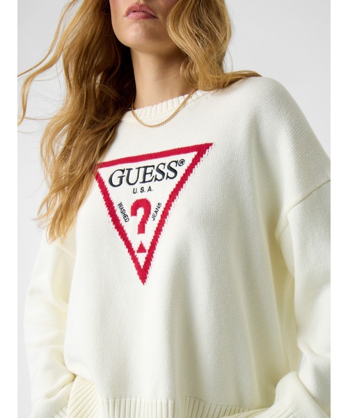 GUESS JEANS Ls Cn Big Triangle Sweater ロゴ セーター | GUESS(ゲス