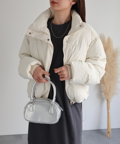 セール】ビジュー付き ダウンジャケット/パディングブルゾン/コート