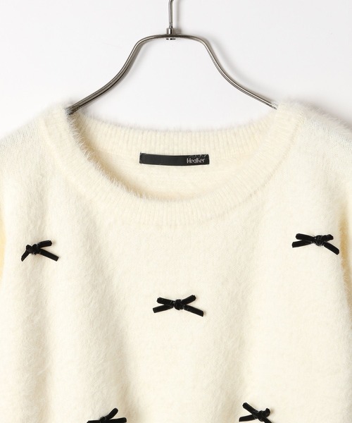 Heather(ヘザー)の「シャギーモチーフニット 202401(ニット/セーター・レディース・オフホワイト/ブラック/ホワイト系その他・FREE)」の5枚目の写真