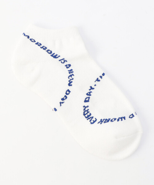 Purple&Yellow（パープルアンドイエロー）の「サークルメッセージアンクルソックス（ソックス/靴下・メンズ・ホワイト/ブラック/グリーン・27.0cm）」の2枚目の写真