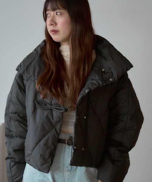 AO2（アオズ）の「Quilted padded jacket / キルティング中綿ジャケット（ダウンジャケット/コート・レディース・ブラック/ホワイト・FREE）」の20枚目の写真