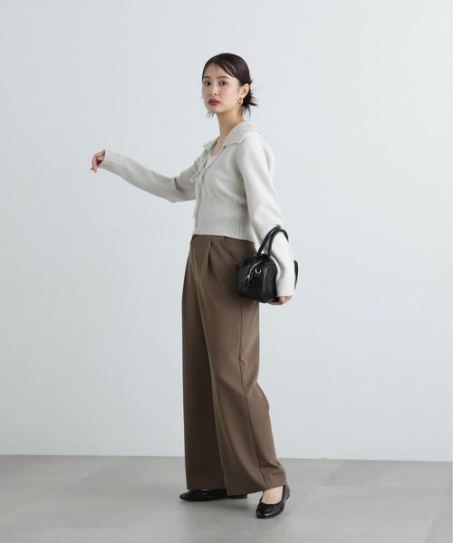 N.(N. Natural Beauty Basic)(エヌエヌナチュラルビューティーベーシック)の「◆フロントリボン襟付きニット(ニット/セーター・レディース・レッド/チャコールグレー/グレー・MEDIUM)」の11枚目の写真