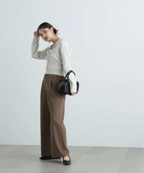 N.(N. Natural Beauty Basic)(エヌエヌナチュラルビューティーベーシック)の「◆フロントリボン襟付きニット(ニット/セーター・レディース・レッド/チャコールグレー/グレー・MEDIUM)」の13枚目の写真