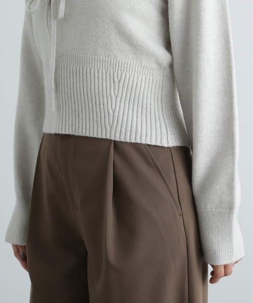 N.(N. Natural Beauty Basic)(エヌエヌナチュラルビューティーベーシック)の「◆フロントリボン襟付きニット(ニット/セーター・レディース・レッド/チャコールグレー/グレー・MEDIUM)」の21枚目の写真