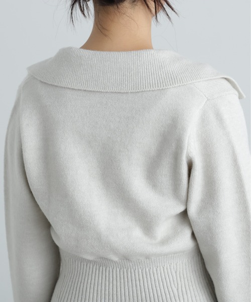 N.(N. Natural Beauty Basic)(エヌエヌナチュラルビューティーベーシック)の「◆フロントリボン襟付きニット(ニット/セーター・レディース・レッド/チャコールグレー/グレー・MEDIUM)」の22枚目の写真