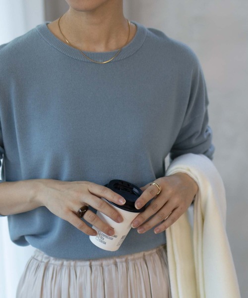 NAVY(ネイビー)の「nAvy 洗えるニット カシミヤタッチクルーネック(ニット/セーター・レディース・イエロー/ブルー系その他/ブラック・M/L)」の3枚目の写真