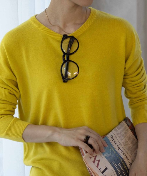 NAVY(ネイビー)の「nAvy 洗えるニット カシミヤタッチクルーネック(ニット/セーター・レディース・イエロー/ブルー系その他/ブラック・M/L)」の20枚目の写真