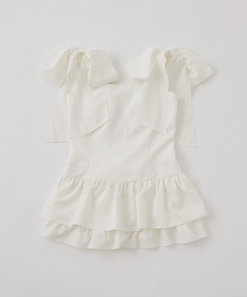 one after another NICE CLAUP（ワンアフターアナザーナイスクラップ）の「バレエコア肩リボンチュニック（シャツ/ブラウス・レディース・ブラウン/杢グレー/オフホワイト・FREE）」の8枚目の写真