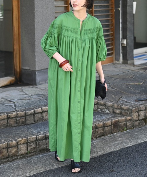 SP817◇JANESOUTHERN ピンタックロングワンピース LL インド綿