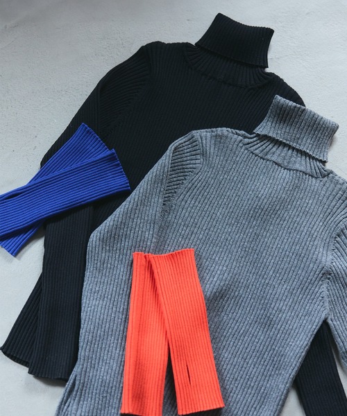 meilmada(メイルマダ)の「【アームウォーマー付】マルチwayバイカラータートルネックリブニット(ニット/セーター・レディース・ブラック/グレー・FREE)」の21枚目の写真