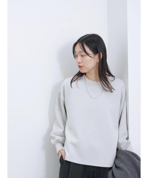 サマンサモスモス ブルー Samansa Mos2 blue ダンボールパーカー （グレー） セール】ダンボールショート丈プルオーバー（Tシャツ/カットソー