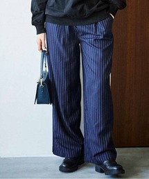 THREE FIFTY STANDARD（スリーフィフティースタンダード）の「ＴＨＲＥＥ　ＦＩＦＴＹ　ＳＴＡＮＤＡＲＤ　ピンストライプのワイドパンツ〈ネイビー〉（スラックス）」